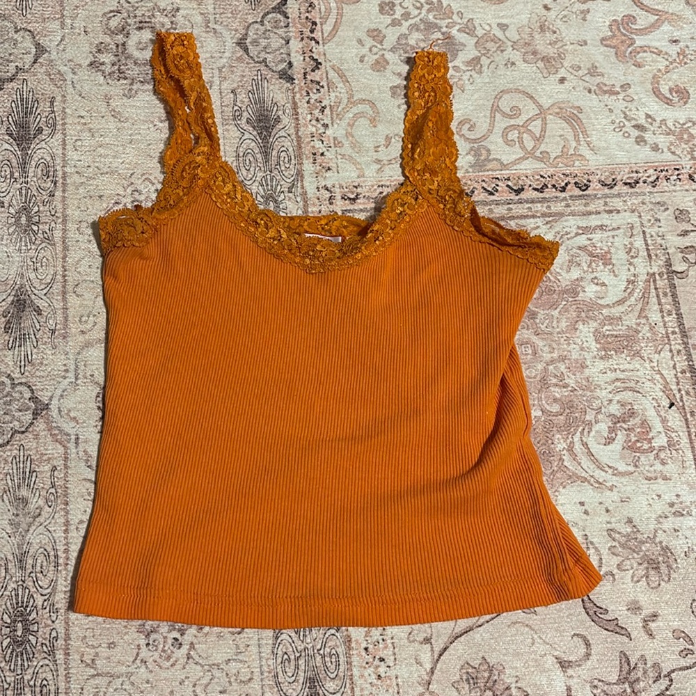 Vintage Orange DEB lace tank top Size Medium